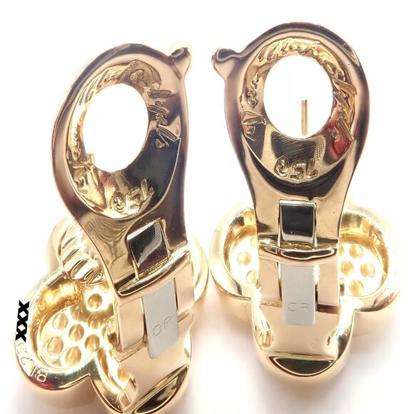 Authentic! Van Cleef & Arpels 18k Yellow Gold Diamond Pure Alhambra Earrings - Picture 9 of 12